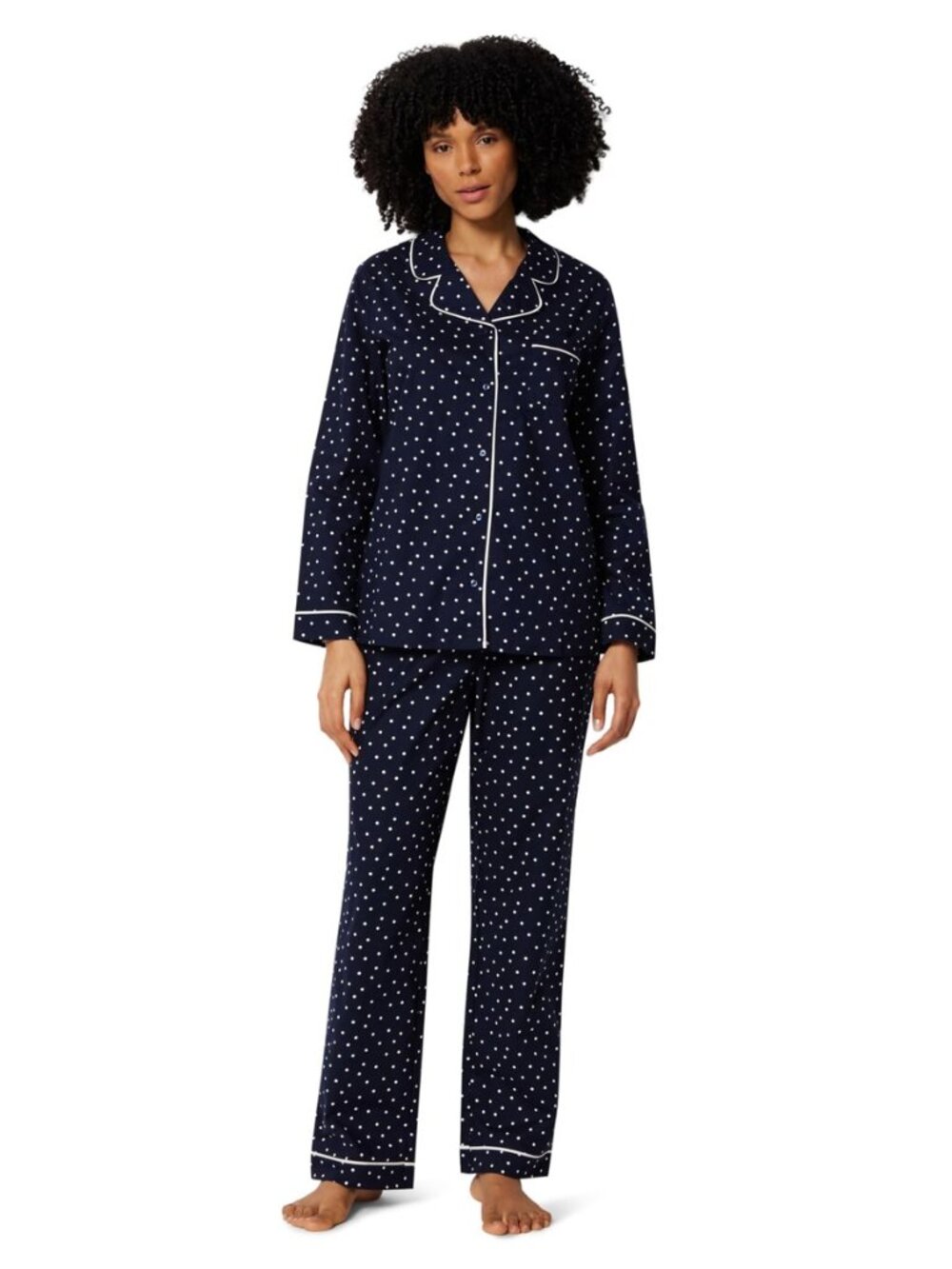 Women's Cotton Stretch Poplin Pajama Set, Short Sleeve Button-Down with Shorts